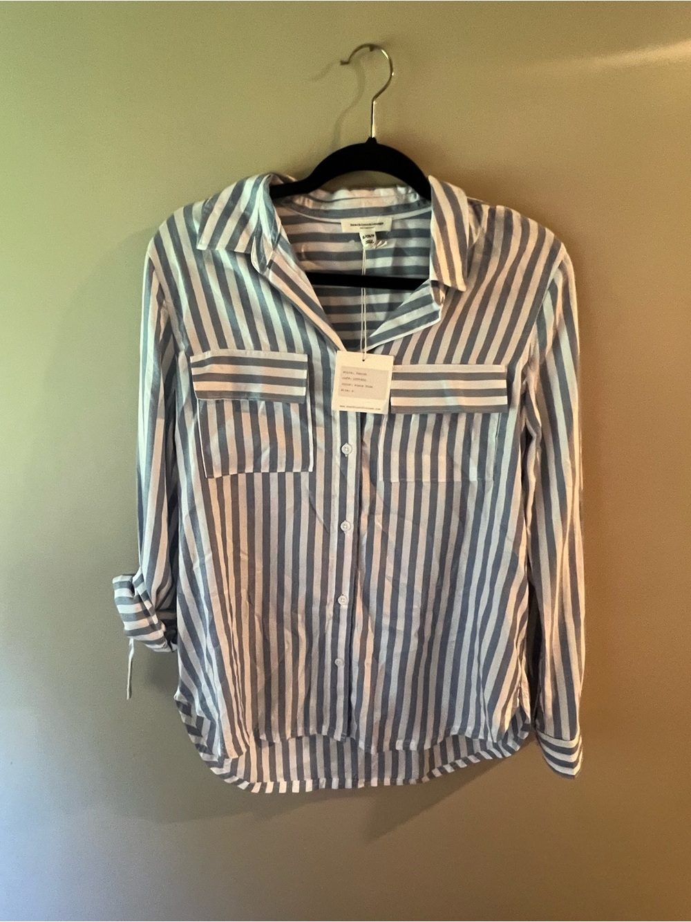 beachlunchlounge Blue and White Striped Button-Down Shirt
